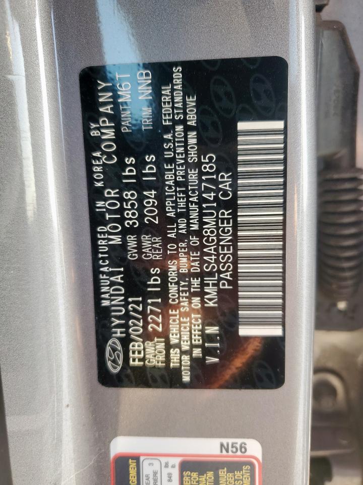 2021 Hyundai Elantra Sel VIN: KMHLS4AG8MU147185 Lot: 81132835