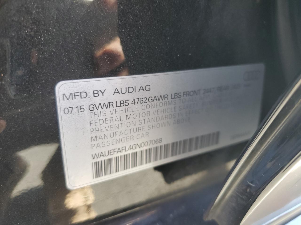 2016 Audi A4 Premium Plus S-Line VIN: WAUEFAFL4GN007068 Lot: 71631885
