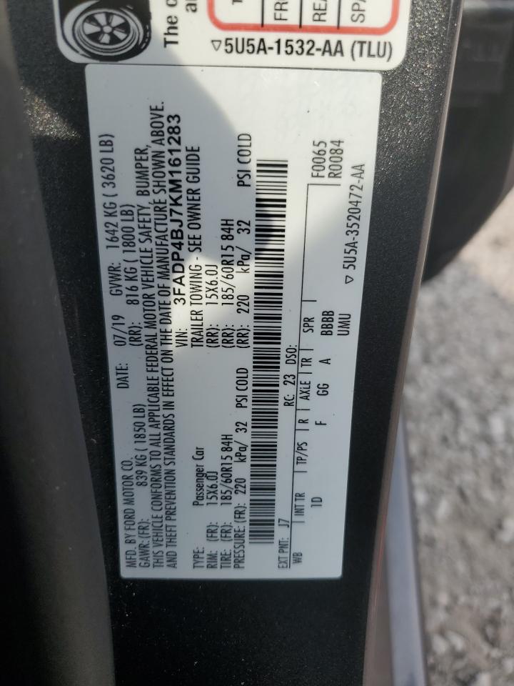 2019 Ford Fiesta Se VIN: 3FADP4BJ7KM161283 Lot: 71652375