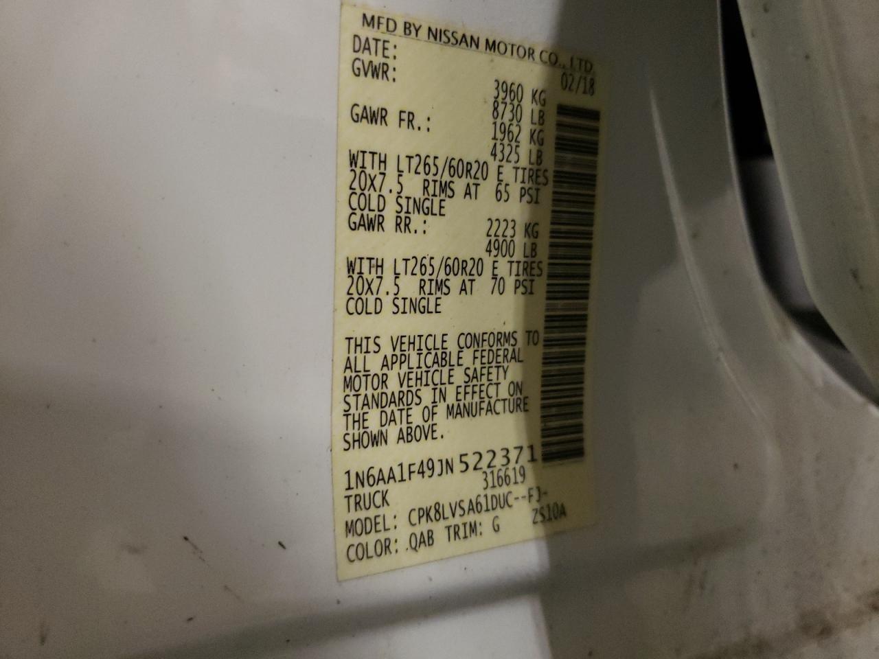 2018 Nissan Titan Xd Sl VIN: 1N6AA1F49JN522371 Lot: 80205605
