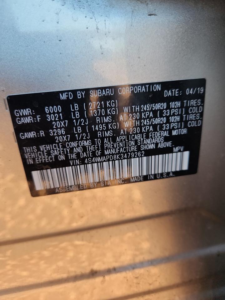 2019 Subaru Ascent Limited VIN: 4S4WMAPD8K3479262 Lot: 80524095