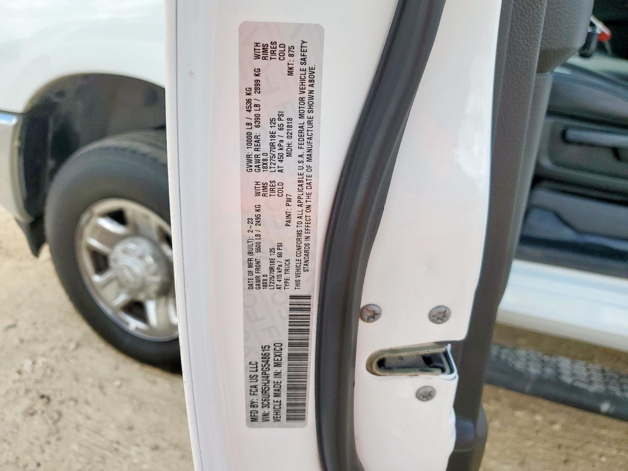 2023 Ram 2500 Tradesman VIN: 3C6UR5HJ4PG548615 Lot: 70086835