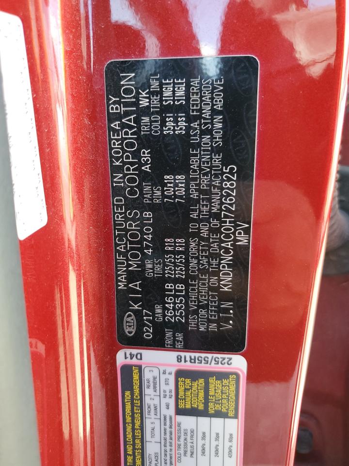 2017 Kia Sportage Ex VIN: KNDPNCAC0H7262825 Lot: 81725185