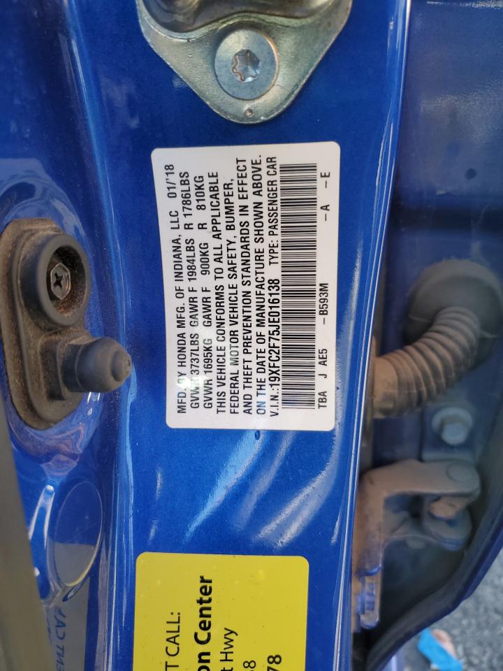 2018 Honda Civic Ex VIN: 19XFC2F75JE016138 Lot: 84243145