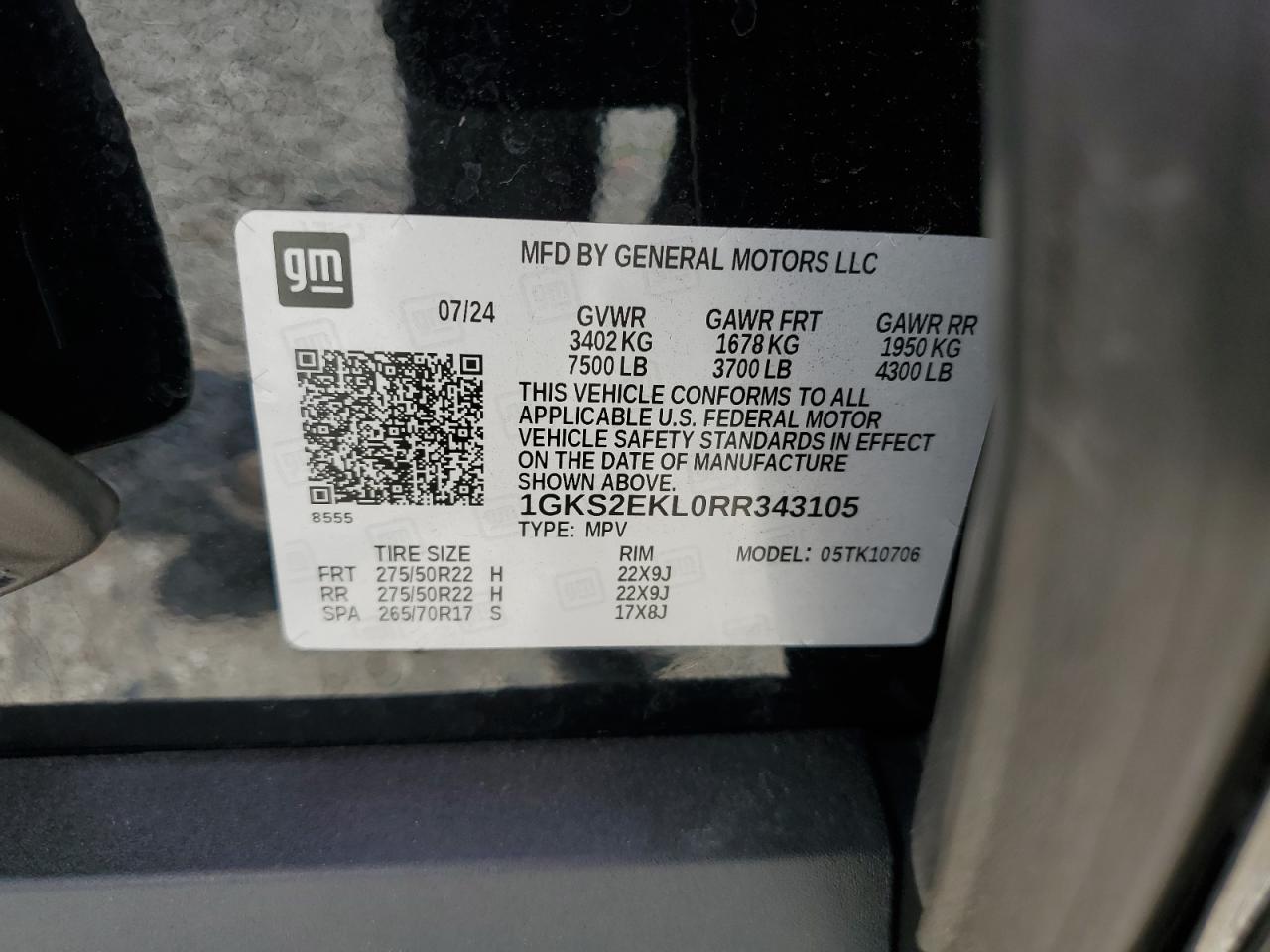 2024 GMC Yukon Denali Ultimate VIN: 1GKS2EKL0RR343105 Lot: 83789515