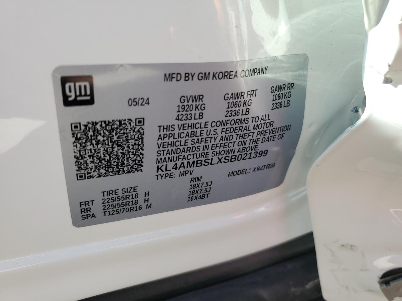 2025 Buick Encore Gx Preferred VIN: KL4AMBSLXSB021399 Lot: 71556085