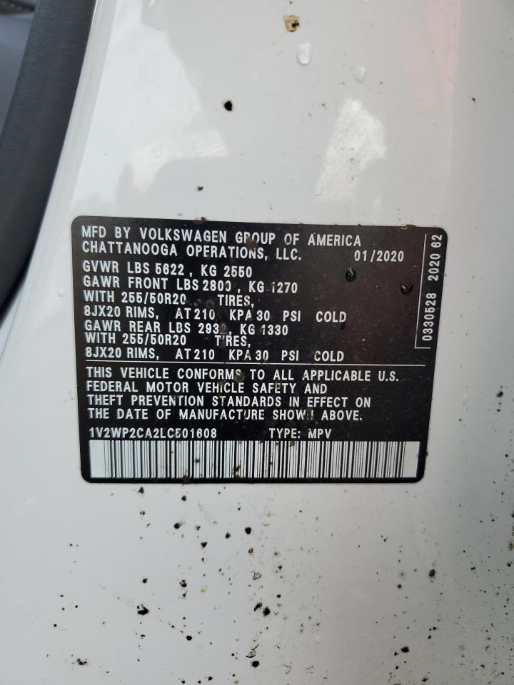 2020 Volkswagen Atlas Se VIN: 1V2WP2CA2LC501608 Lot: 81123195