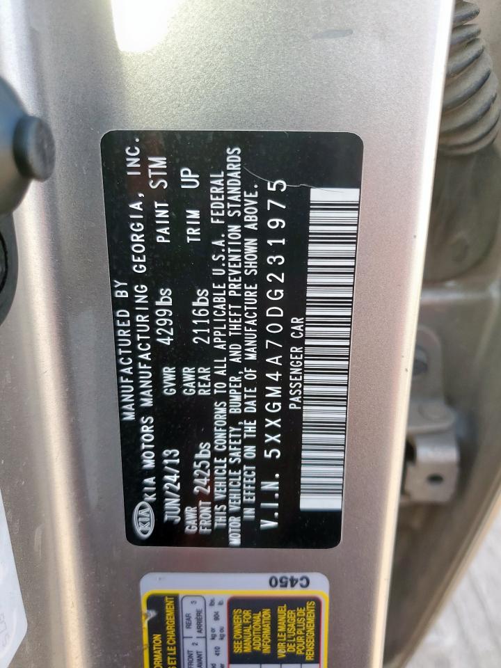 2013 Kia Optima Lx VIN: 5XXGM4A70DG231975 Lot: 84404275