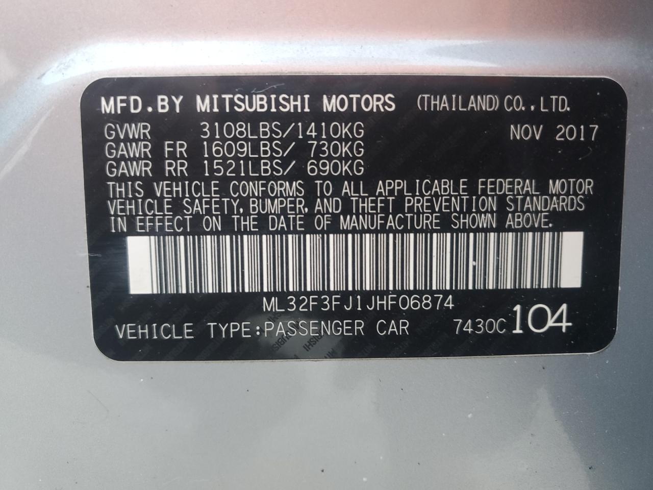 2018 Mitsubishi Mirage G4 Es VIN: ML32F3FJ1JHF06874 Lot: 80669955