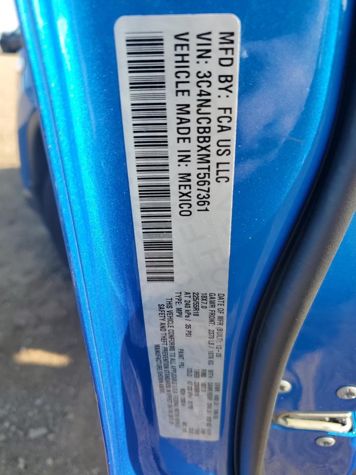 2021 Jeep Compass Latitude VIN: 3C4NJCBBXMT567361 Lot: 70955725