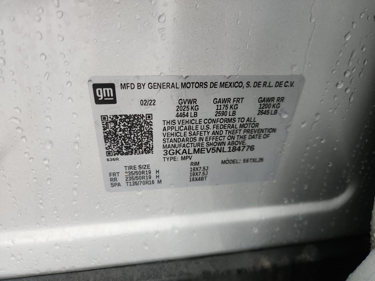 2022 GMC Terrain Sle VIN: 3GKALMEV5NL184776 Lot: 81797035