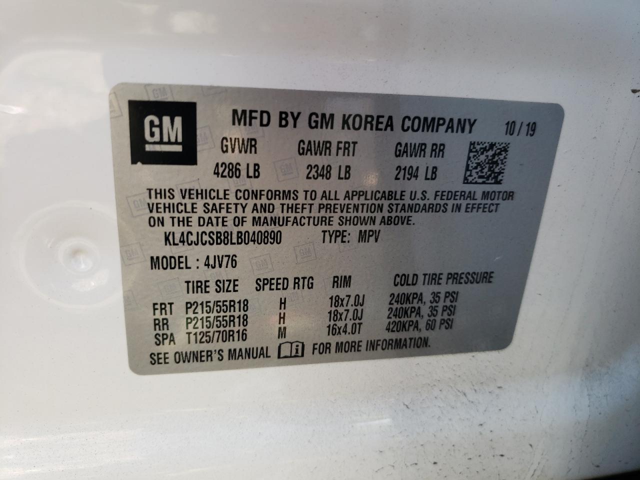 2020 Buick Encore Essence VIN: KL4CJCSB8LB040890 Lot: 81665095