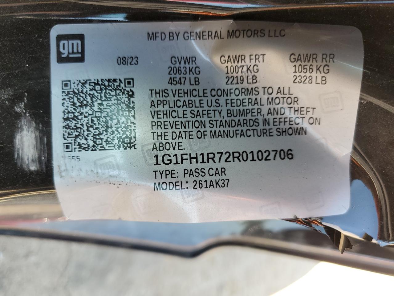 2024 Chevrolet Camaro Ss VIN: 1G1FH1R72R0102706 Lot: 81100785