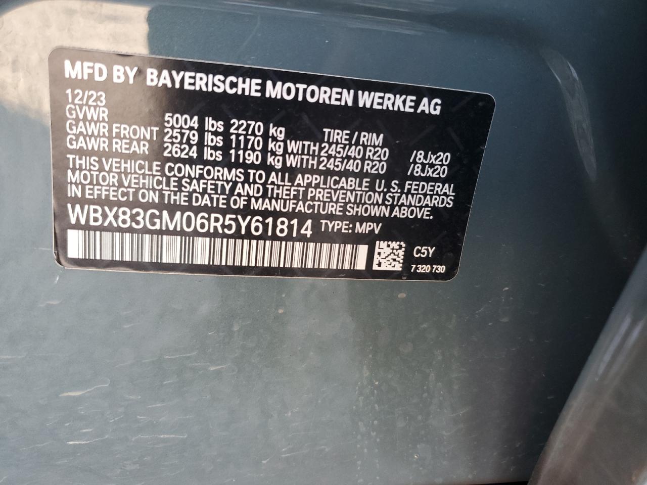 2024 BMW X2 M35I VIN: WBX83GM06R5Y61814 Lot: 71305425