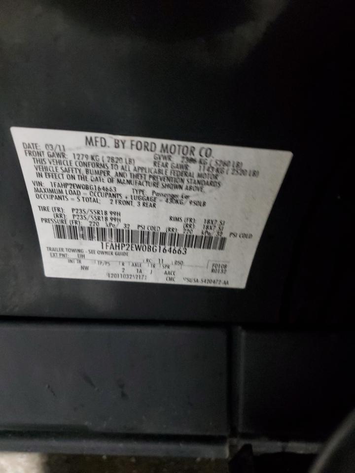 2011 Ford Taurus Sel VIN: 1FAHP2EW0BG164663 Lot: 84203925