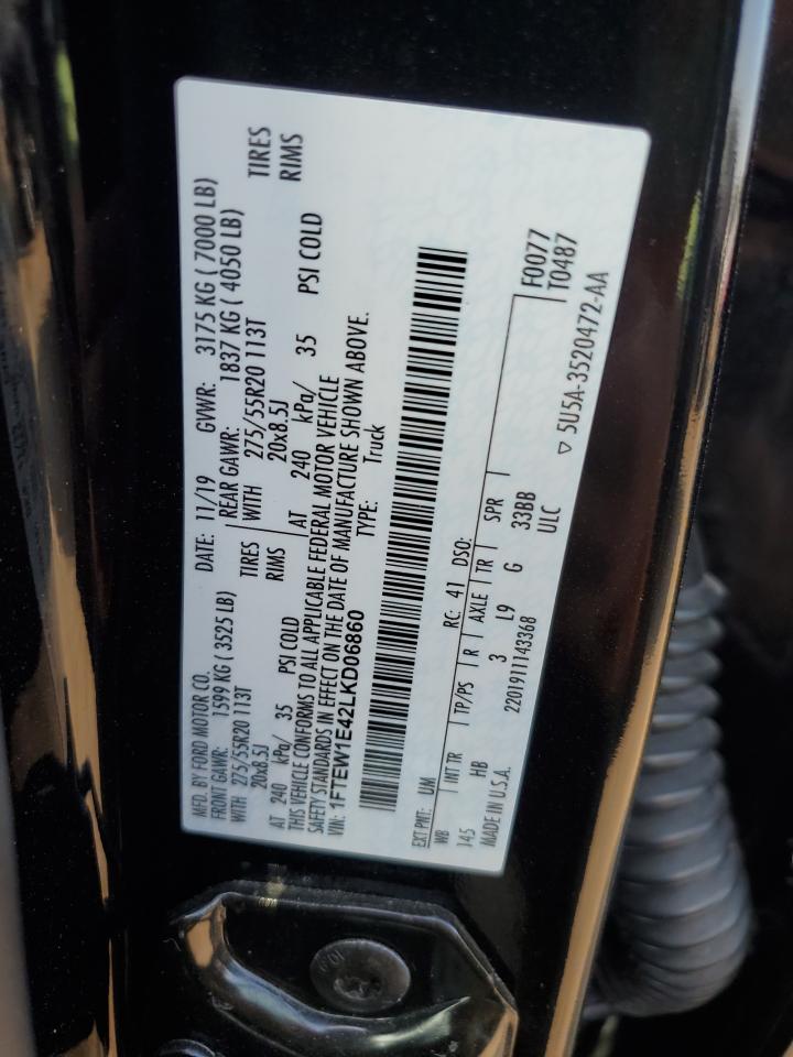 2020 Ford F150 Supercrew VIN: 1FTEW1E42LKD06860 Lot: 71837815