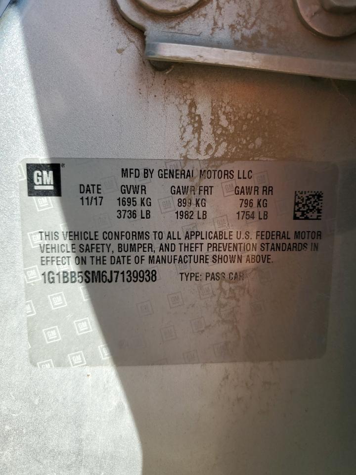 2018 Chevrolet Cruze Ls VIN: 1G1BB5SM6J7139938 Lot: 81884995