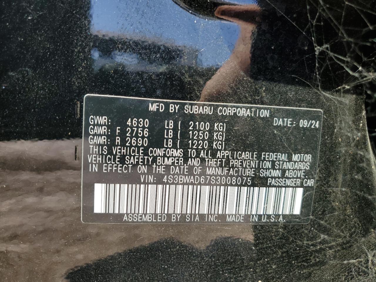 2025 Subaru Legacy Premium VIN: 4S3BWAD67S3008075 Lot: 71233365