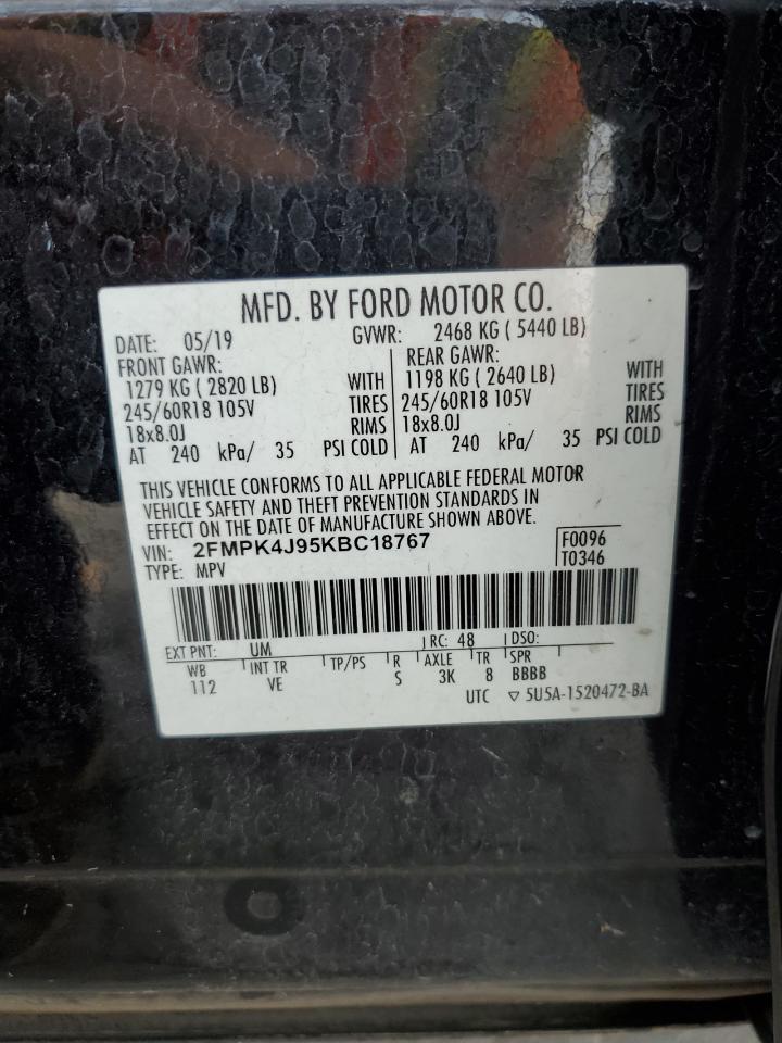 2019 Ford Edge Sel VIN: 2FMPK4J95KBC18767 Lot: 71680995