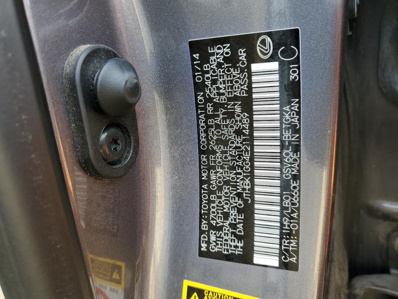 2014 Lexus Es 350 VIN: JTHBK1GG4E2114489 Lot: 80099725