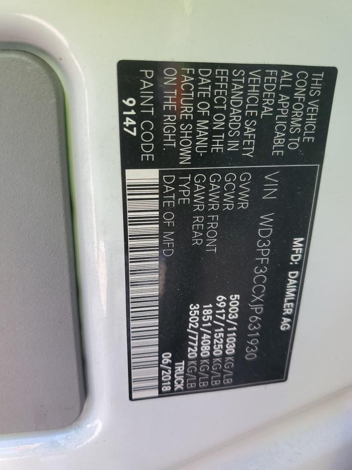 2018 Mercedes-Benz Sprinter 3500 VIN: WD3PF3CCXJP631930 Lot: 68810735