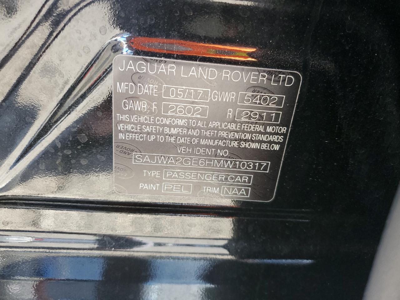 2017 Jaguar Xjl Supercharged VIN: SAJWA2GE6HMW10317 Lot: 81424375