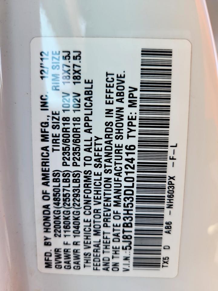 2013 Acura Rdx Technology VIN: 5J8TB3H53DL012416 Lot: 84389695