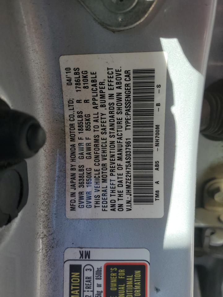 2010 Honda Insight Ex VIN: JHMZE2H75AS037961 Lot: 82139465