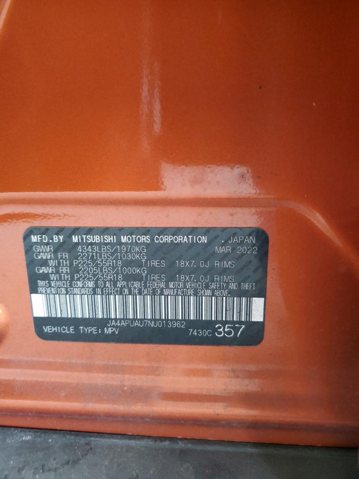 2022 Mitsubishi Outlander Sport Es VIN: JA4APUAU7NU013962 Lot: 80737635