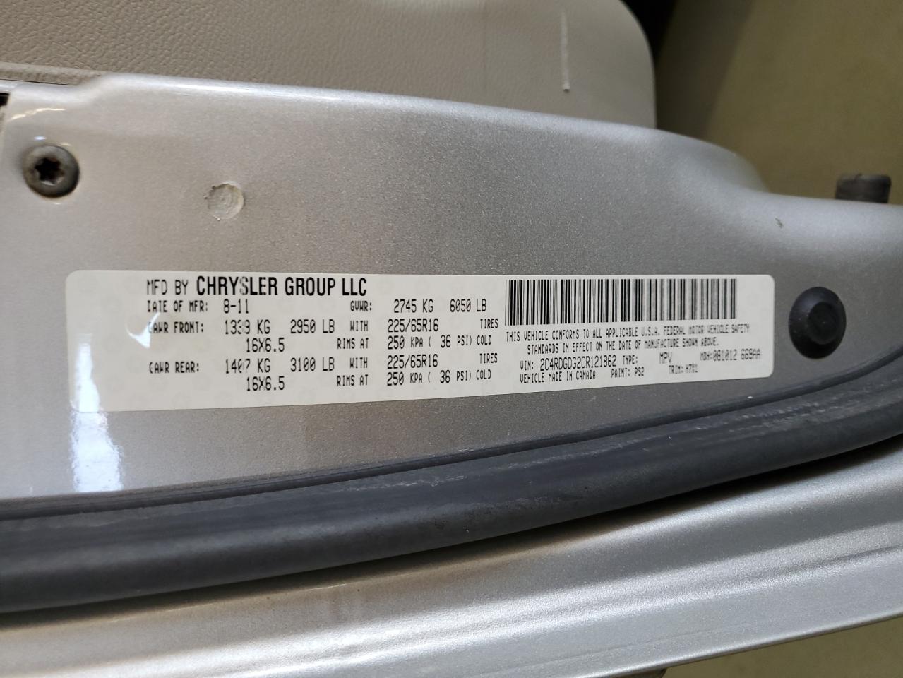 2012 Dodge Grand Caravan Crew VIN: 2C4RDGDG2CR121862 Lot: 80859925