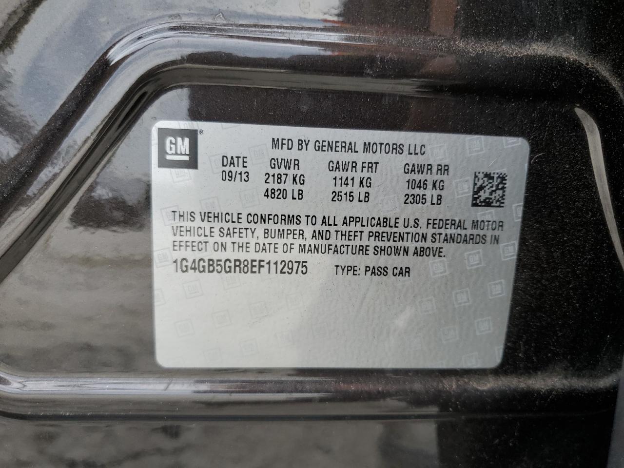 2014 Buick Lacrosse VIN: 1G4GB5GR8EF112975 Lot: 84173125