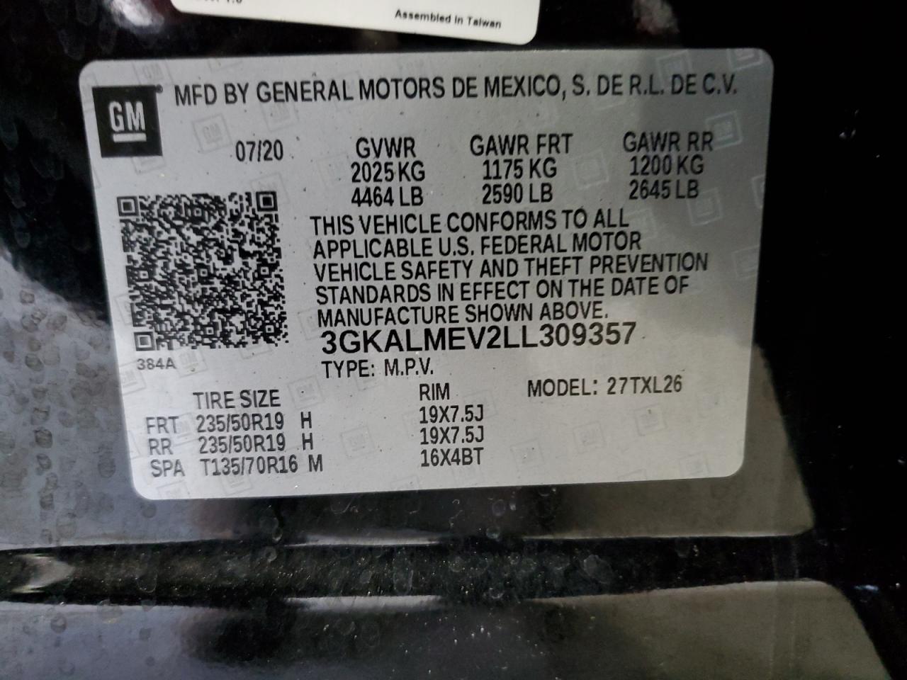 2020 GMC Terrain Sle VIN: 3GKALMEV2LL309357 Lot: 70984615