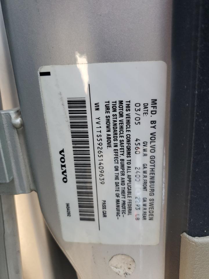 2005 Volvo S80 2.5T VIN: YV1TS592651409639 Lot: 80269955