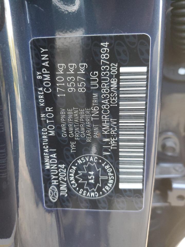 2024 Hyundai Venue Sel VIN: KMHRC8A38RU337894 Lot: 70906715