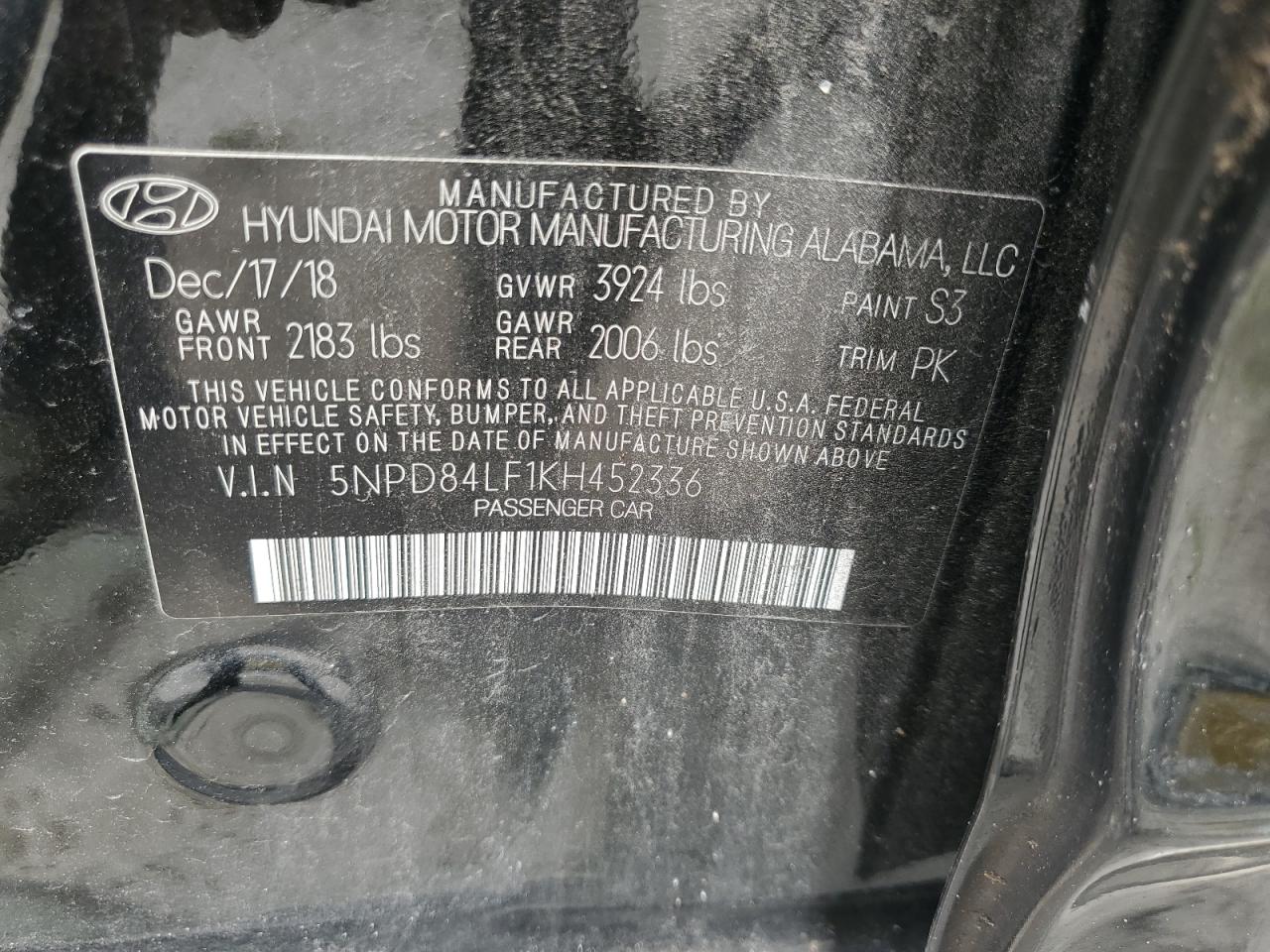 2019 Hyundai Elantra Sel VIN: 5NPD84LF1KH452336 Lot: 71741795