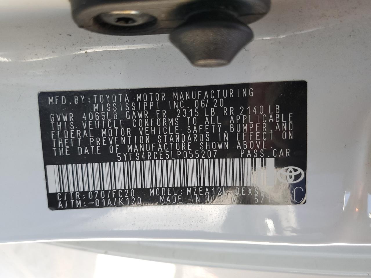 2020 Toyota Corolla Se VIN: 5YFS4RCE5LP055207 Lot: 80361635