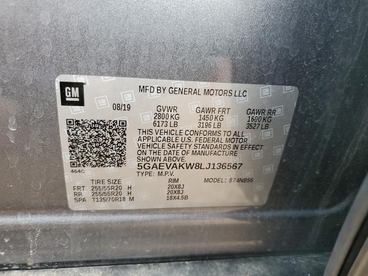 2020 Buick Enclave Essence VIN: 5GAEVAKW8LJ136567 Lot: 80826255