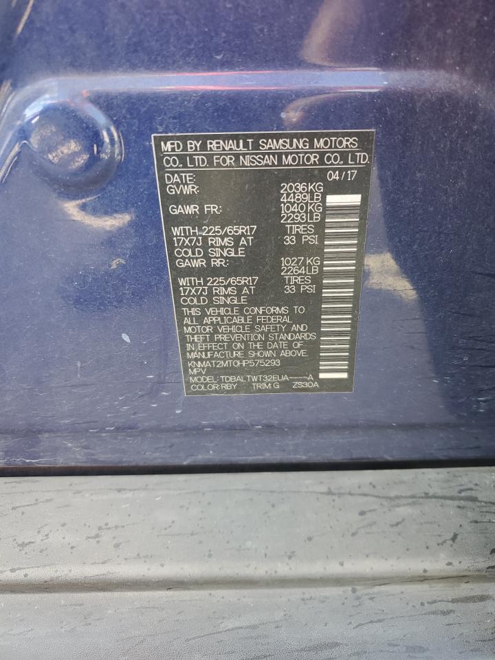 2017 Nissan Rogue S VIN: KNMAT2MT0HP575293 Lot: 81487205