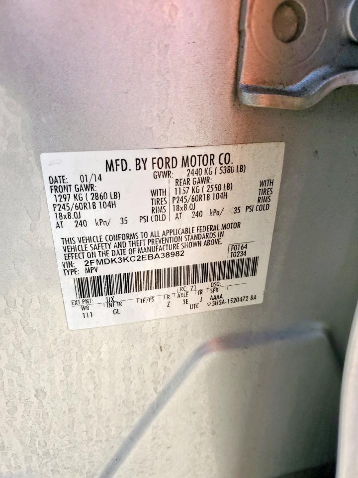 2014 Ford Edge Limited VIN: 2FMDK3KC2EBA38982 Lot: 84812395