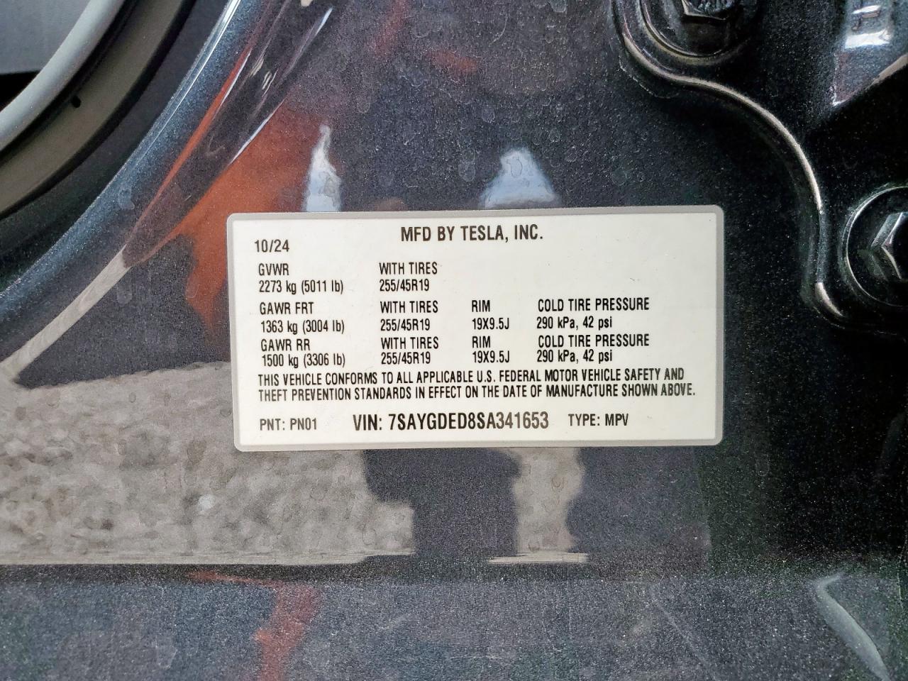 2025 Tesla Model Y VIN: 7SAYGDED8SA341653 Lot: 81585205