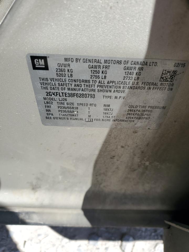 2015 GMC Terrain Slt VIN: 2GKFLTE38F6280793 Lot: 81899395