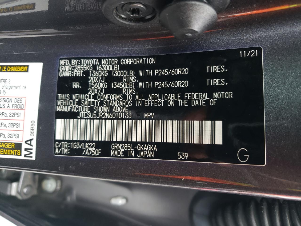 2022 Toyota 4Runner Sr5 Premium VIN: JTESU5JR2N6010133 Lot: 80265125