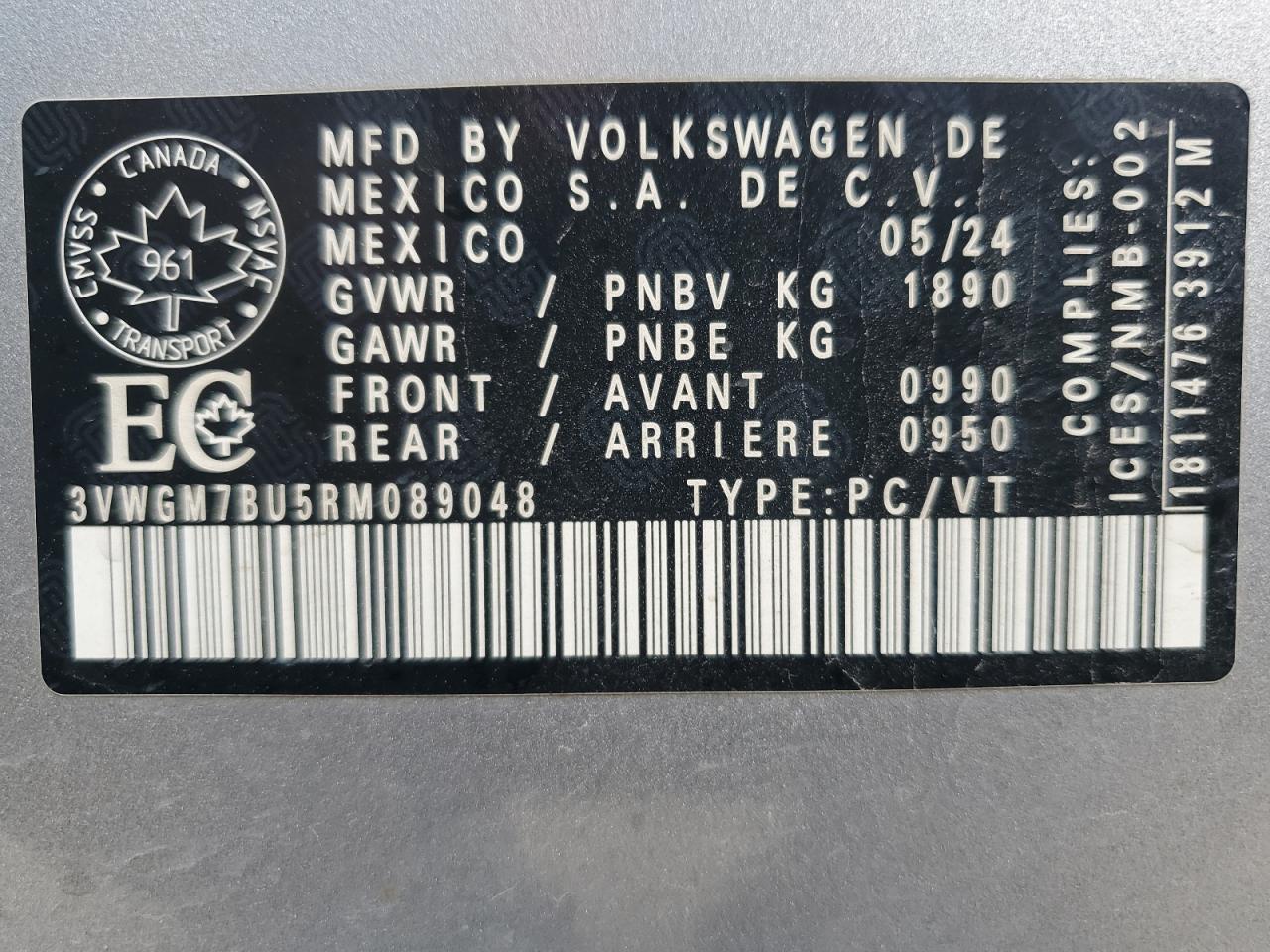 2024 Volkswagen Jetta Sel VIN: 3VWGM7BU5RM089048 Lot: 81390635