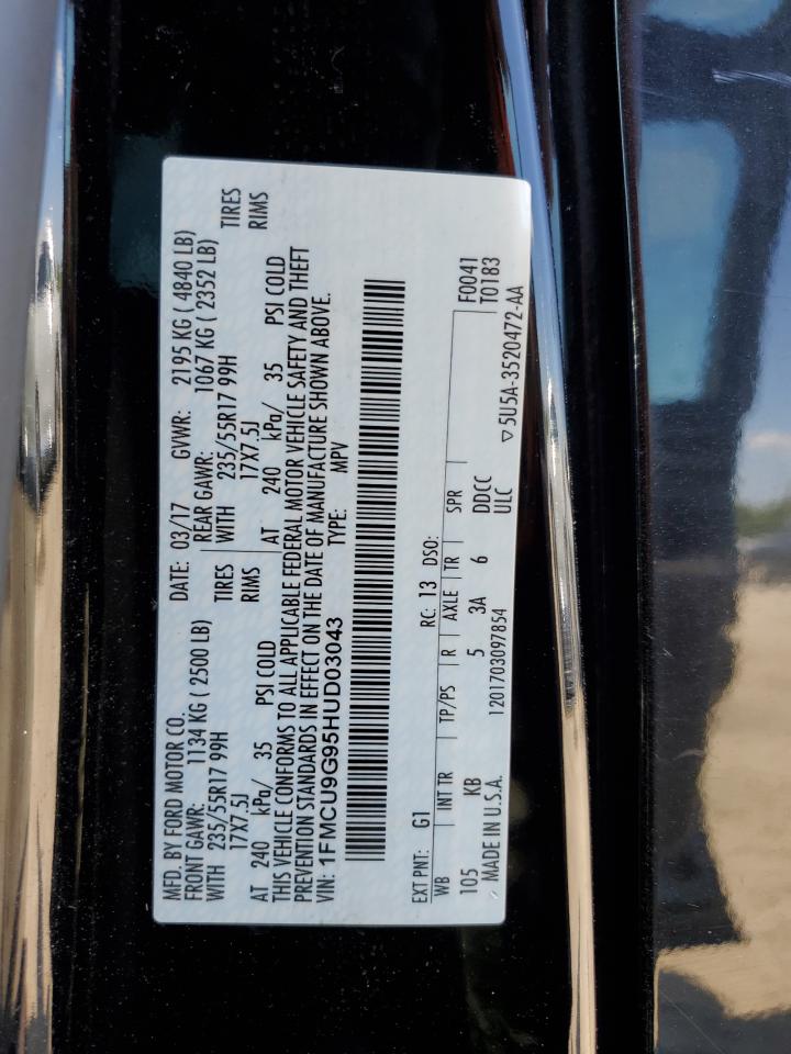 2017 Ford Escape Se VIN: 1FMCU9G95HUD03043 Lot: 80389825