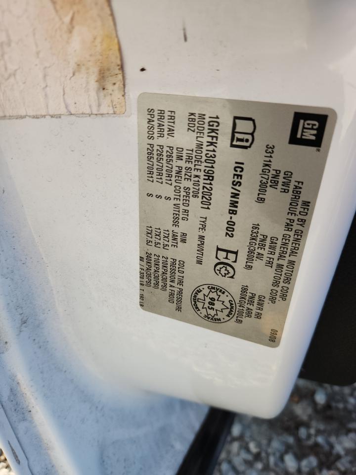 2009 GMC Yukon VIN: 1GKFK13019R120201 Lot: 83747275