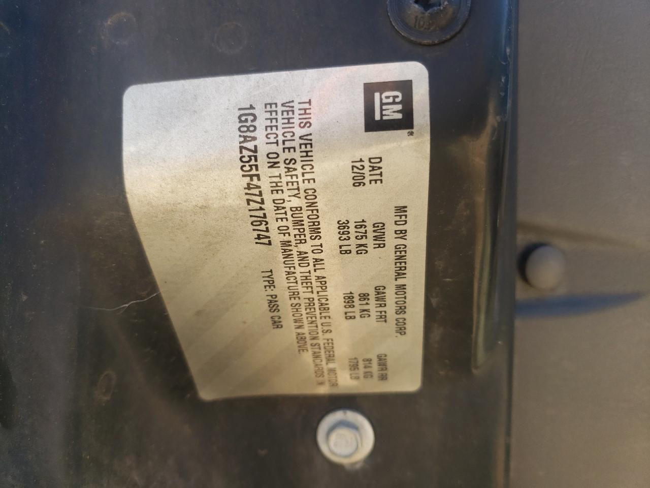 2007 Saturn Ion Level 2 VIN: 1G8AZ55F47Z176747 Lot: 84181025