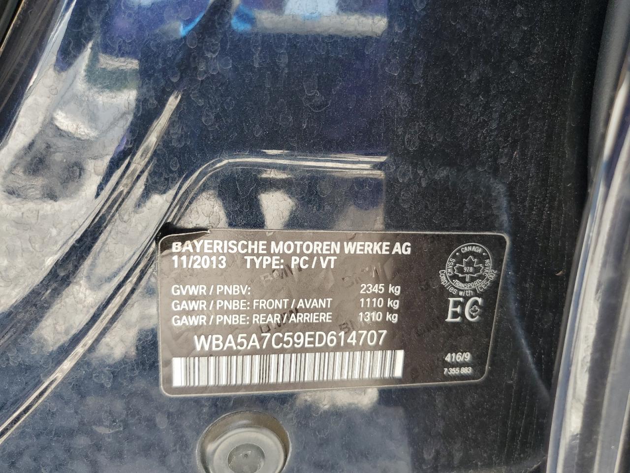 2014 BMW 528 Xi VIN: WBA5A7C59ED614707 Lot: 80464835