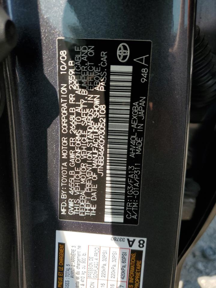 2009 Toyota Camry Hybrid VIN: JTNBB46K093052108 Lot: 71678485