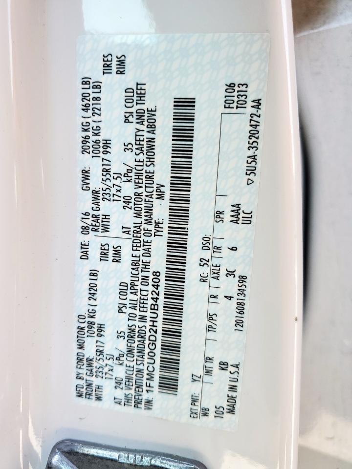 2017 Ford Escape Se VIN: 1FMCU0GD2HUB42408 Lot: 81010605