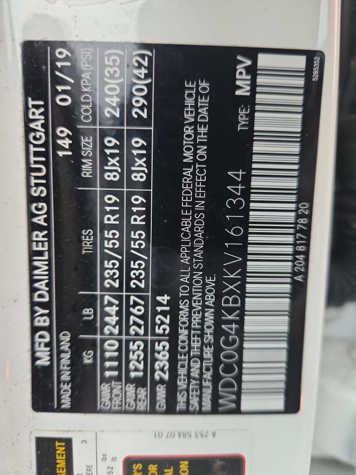 2019 Mercedes-Benz Glc 300 4Matic VIN: WDC0G4KBXKV161344 Lot: 84417855